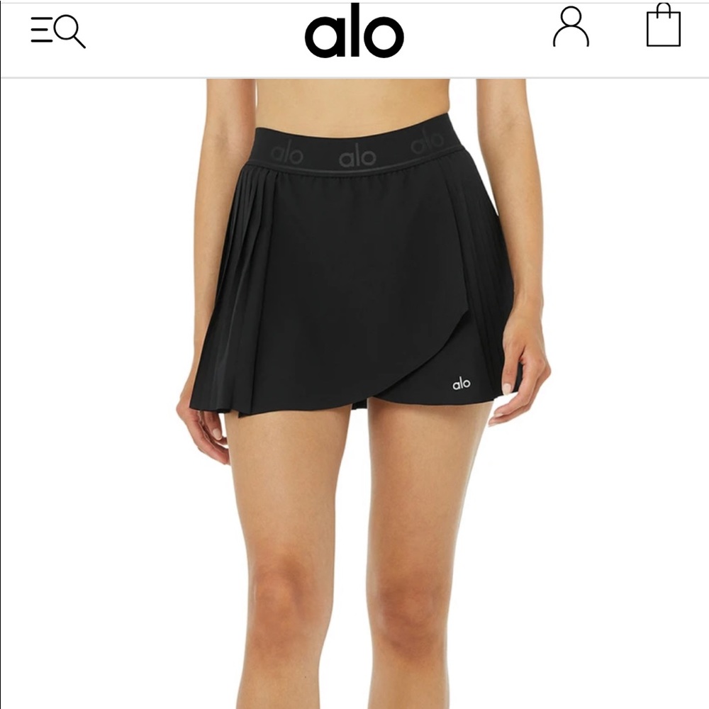 NWT Alo Yoga Black Aces Tennis Skirt Pleated Skirt